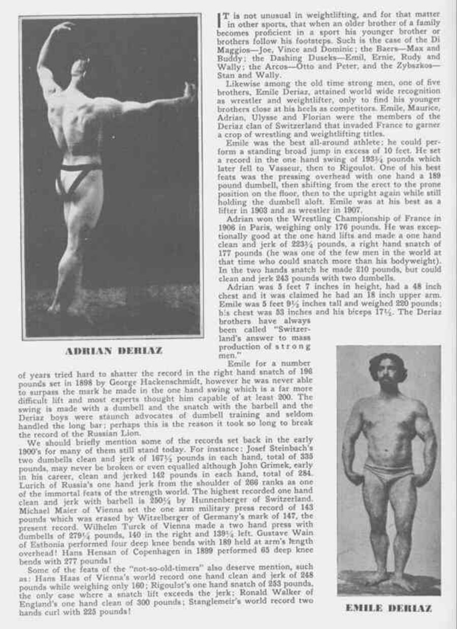 Adrian Deriaz (왼쪽)와 Emile Deriaz (오른쪽). 스위스의 다섯 형제는 레슬링과 역도 모두에서 세계를 상대했다.