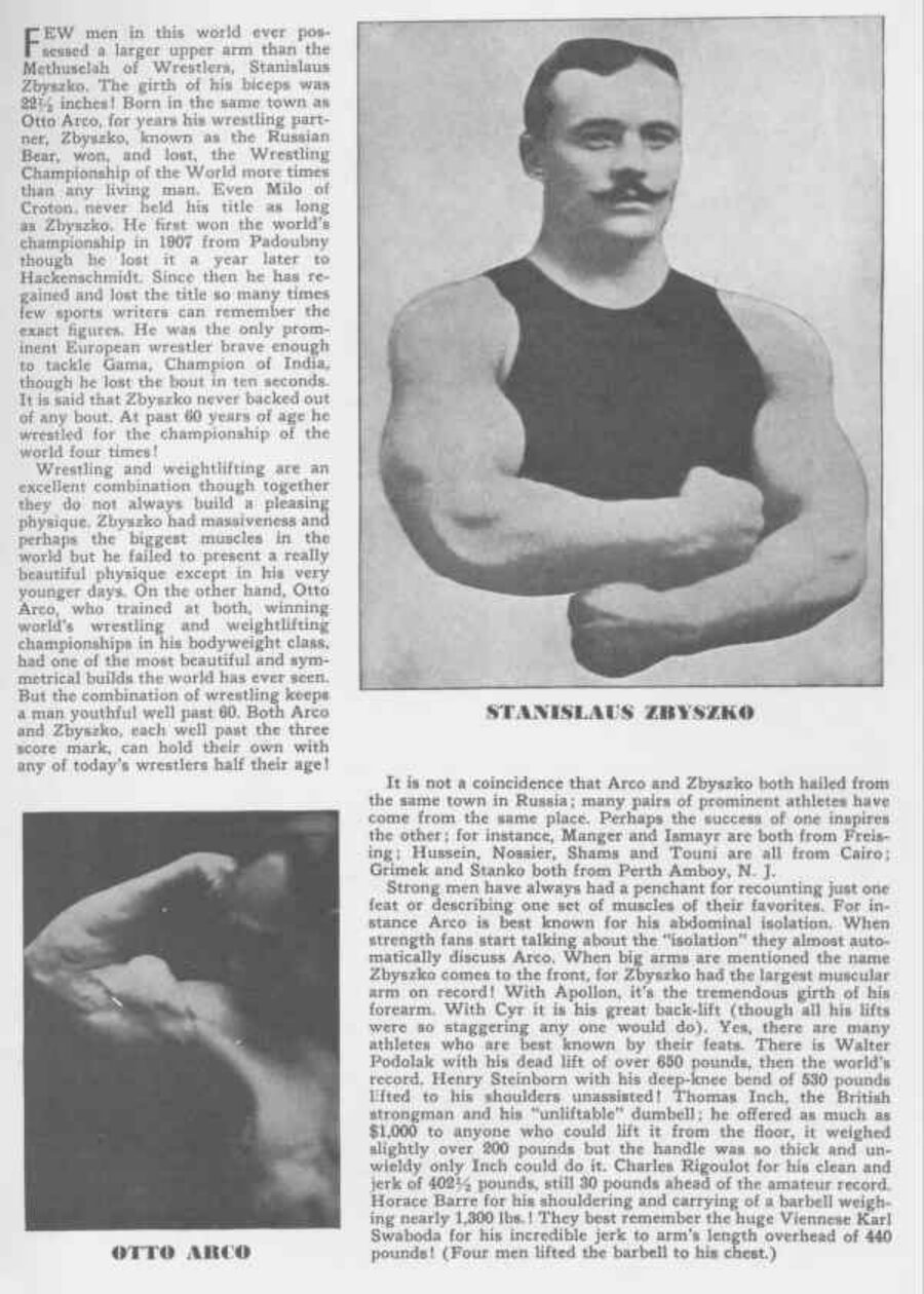 Stanislaus Zbyszko (오른쪽, '레슬러의 므두셀라', 60대에도 세계 챔피언십에 도전)와 Otto Arco (왼쪽 아래, 아이와 싸우는 듯한 관절기를 당한 적이 있다).